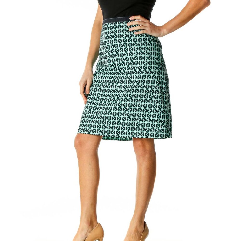 Boden Green Printed Brunch A-Line Skirt - Picture 2 of 3